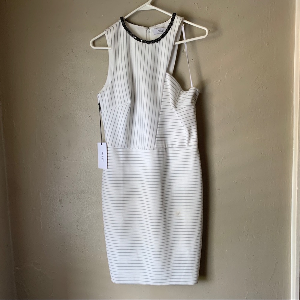 NWT ALI & JAY striped Ponte Halter dress - L
